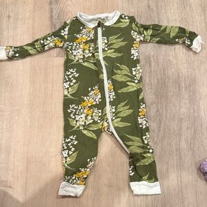 Milkbarn Green Floral Kids Footie
